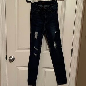 Navy Distressed Skinny Jeans